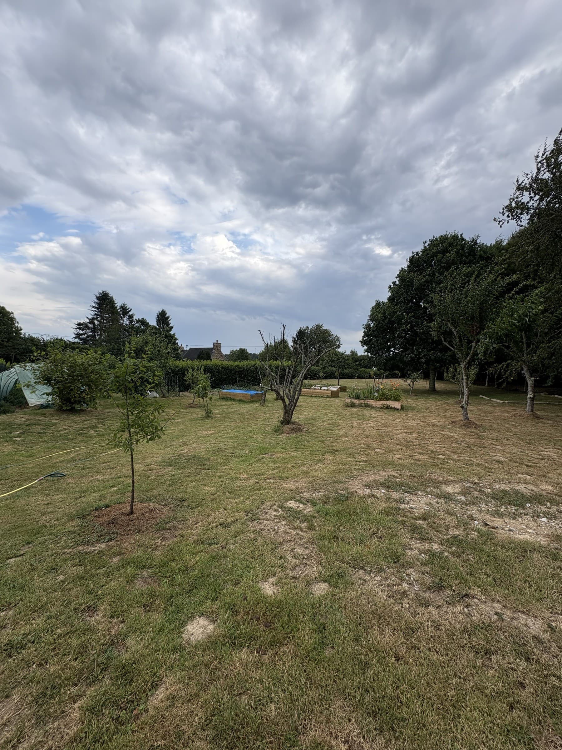 Le potager, ses bacs surélevés et sa serre